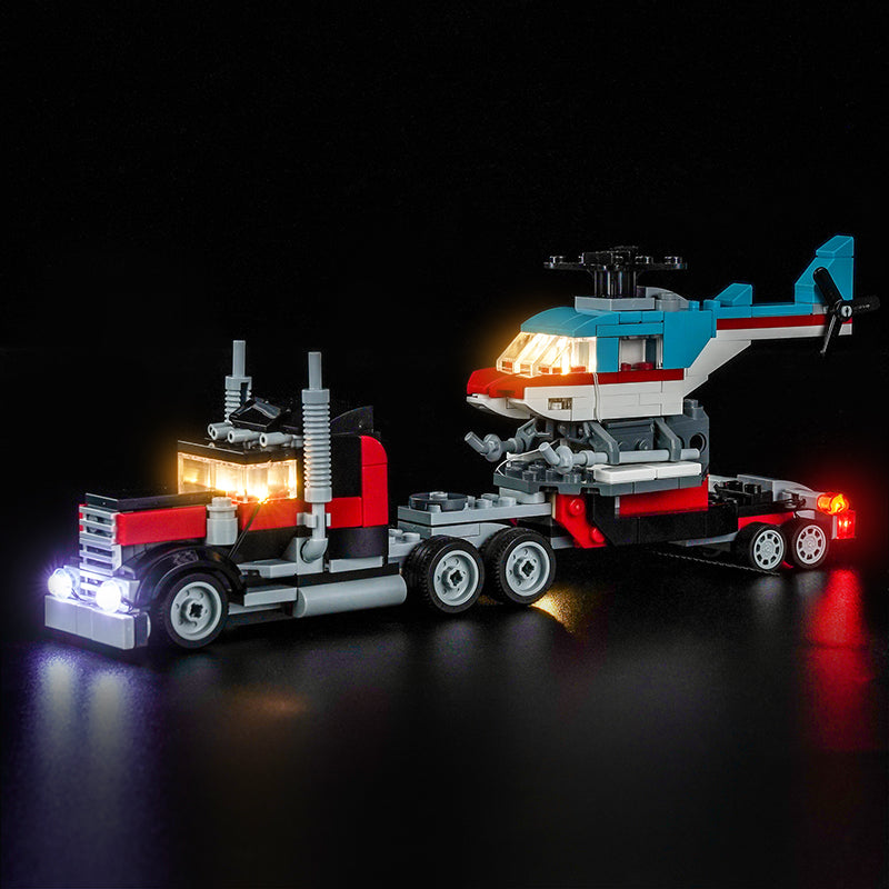Led Light Kit for LEGO® Flatbed Truck with Helicopter 31146