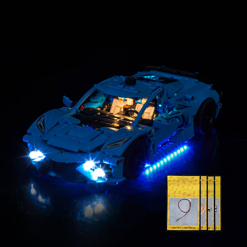 LED Light Kit for LEGO® Technic™ Chevrolet Corvette Stingray Blue 42217